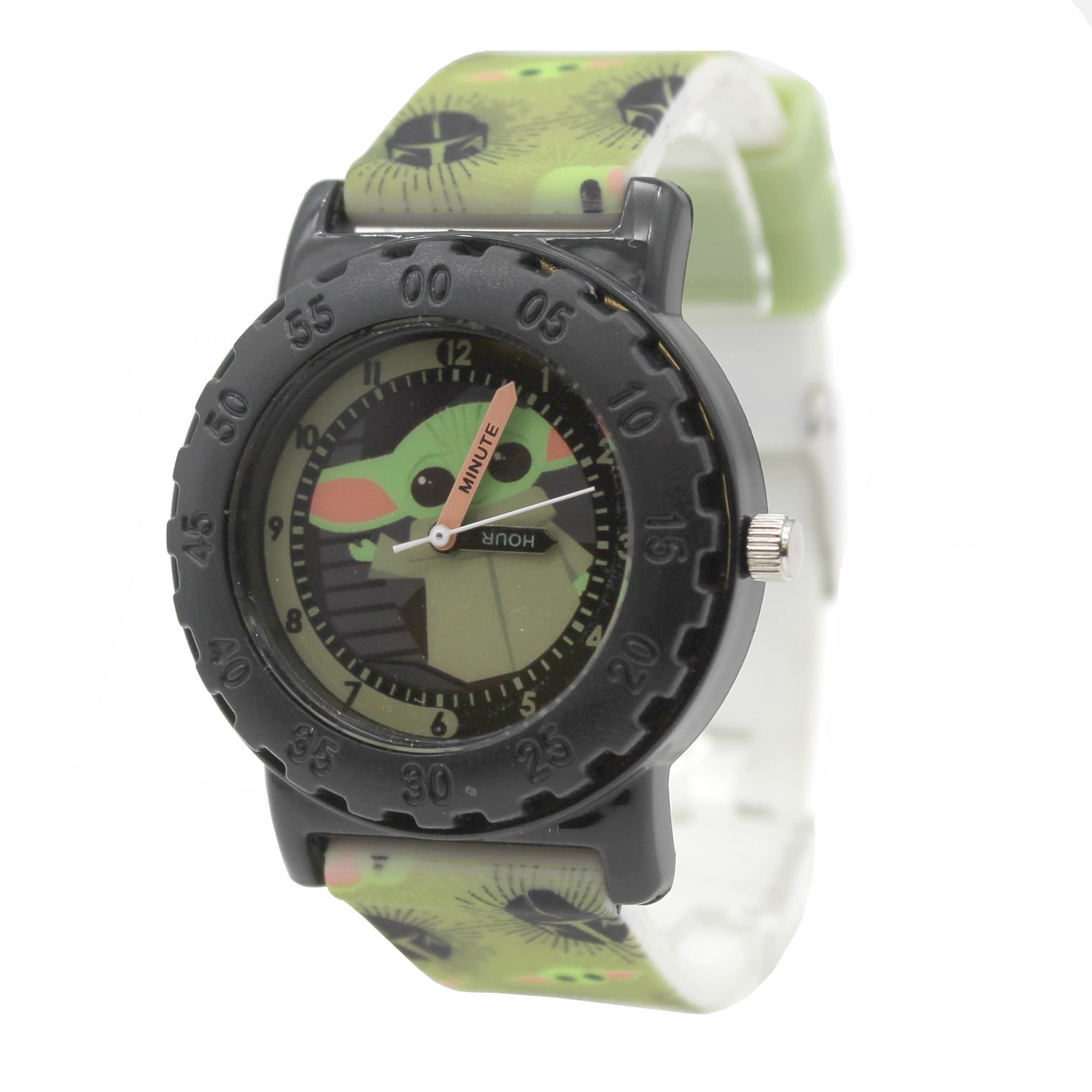 Accutime Kids Star Wars Baby Yoda Analog Quartz Wrist Watch with Small Face, Black Accents for Girls, Boys, Kids All Ages (MNL9003AZ), Green