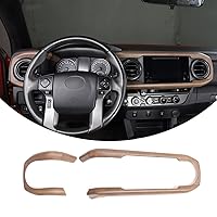 Car ABS Inner Look Central Console Dashboard Panel Cover Trim Fit for Toyota Tacoma 2016 2017 2018 2019 2020 2021 2022 2023 Console Dashboard Decorative Border Frame (Pear Wood Grain)