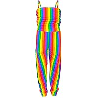 Kids Girls Rainbow Jumpsuits All in One Summer Wear Play Suits Dance Party Dress