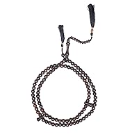 Muslim Tasbih Prayer Necklace - 8mm Tamarind Wood 100-beads with Black Tassels