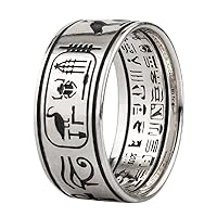 Vintage 925 Sterling Silver Egyptian Hieroglyphics Ring Jewelry with Horus Anubis for Men Women,Size 7-13