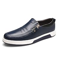 Men's leather loafer shoes Men's Casual Loafer Lace Up Suede Apron Toe Upper Stitching Driving Dress Shoe Flexible Block Heel