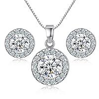 Zircon Necklace and Earring Set Jewelry Set Zircon Round Ladies Party Suit for Party Wedding Work Nice Gift for Girls