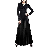 Women's V-Neck Long-Sleeved Velvet Dress