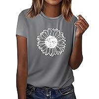 Short Sleeve Shirts for Women,Tops for Women Trendy Retro Print Round Neck Top Summer Tops for Women 2024