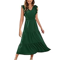 Graduation Dress, Rompers Square Neck Cold Shoulder Sleeve Sundress Bodycon Boho Flowy Tiered Loose Maxi Dress