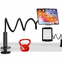 Gooseneck Phone Holder for Bed, iPhone Stand for Desk Recording Fliming Kindle Tablet Stand Accessories Overhead Phone Mount, 360 Adjustable 4.7~11