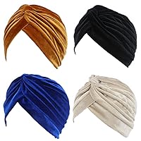 Pleated Stretch Ruffle Women's Velvet Chemo Turban Hat Wrap Cover