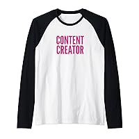 Content Creator Video Blog Social Media Creator Pink Raglan Baseball Tee