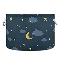 ALAZA Night Sky with Moon Stars and Cloud Storage Basket Gift Baskets Large Collapsible Laundry Hamper with Handle, 20x20x14 in, (B06D20005)
