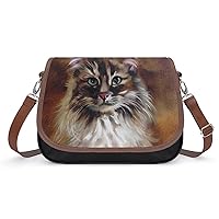 Women Crossbody Bag Cat Painting Shoulder Bag Leather Messenger Bag Fashion Print Purse Wallet For Girl 31x22x11cm