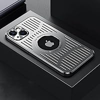YEXIONGYAN-Metal Heat Dissipation Magnetic Case for iPhone 14/14 plus/14 Pro/14 Pro Max Logo Hole Wireless Charging Cover (for iPhone 14 ProMax,Sliver)