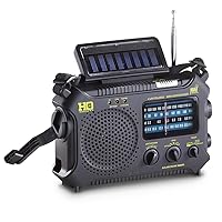 HQ ISSUE Dynamo Emergency Radio Hand Crank Solar Portable W/AM FM, NOAA Weather Alert, Shortwave, & Flashlight, Black