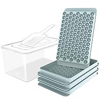 Mini Ice Cube Trays,104x3PCS Small Ice Cube Tray Crushed Ice Tray for Chilled Drinks Coffee Juice(3Pack Blue Ice trays & Ice Bin & Ice Scoop)