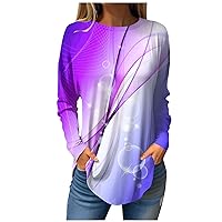 Womens Blouses Dressy Casual Fitted Long Sleeve Top Crew Neck Fall T-Shirts Cozy Graphic Daily Tunic Tops