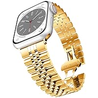 baozai Compatible with Apple Watch Band Series 9 49mm 45mm 44mm 42mm, Stainless Steel iWatch Band with Butterfly Folding Clasp for iWatch Band Ultra2/Ultra/Series 9/8/7/6/5/4/3/2/1