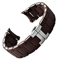 RAYESS White Black Silicone Rubber clad Steel Watch Band for Armani AR5905|5906|5920|5919|5859 Women 20mm Man 23mm Wrist Strap Bracelet (Color : 10mm Gold Clasp, Size : 23mm)