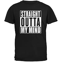 Old Glory Straight Outta My Mind Funny Black Adult T-Shirt - X-Large