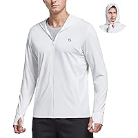 BALEAF Men's UPF 50+ Full Zip Light Jacket Hooded Long Sleeve Cooling Shirt with Pocket Hiking Fishing Outdoor Performance