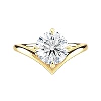 Diamond Wish IGI Certified 2 Carat Round Cut Lab Grown Diamond V Shape Chevron Solitaire Engagement Ring for Women in 14k Gold (E-F, VS-SI, cttw) Modern Promise Anniversary Ring Size 4 to 9