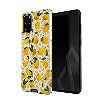 BURGA Phone Case Compatible with Samsung Galaxy S20 Plus - Hybrid 2-Layer Hard Shell + Silicone Protective Case -Lemon Pattern Vintage Fruits Citrus Tropical - Scratch-Resistant Shockproof Cover