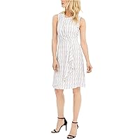 Calvin Klein Womens Stripe Wrap Dress, White, 10P