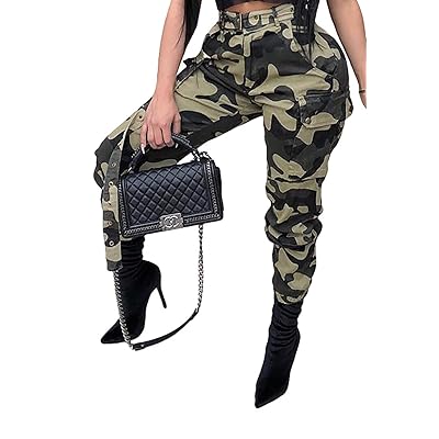 Voghtic Camo Cargo Pants for Women High Waisted Slim Fit Camoflage Jogger  Sweatpants with Pockets
