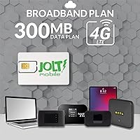 Jolt Mobile 300MB Data Service - Nationwide AT&T 4G LTE Coverage- SIM Card for Hotspots, WiFi Dongles, MiFi, USB Sticks, Mobile Routers, and More - Triple Cut SIM Fits All Broadband and IoT Devices