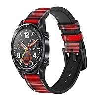 CA0290 Tartan Red Pattern Leather Smart Watch Band Strap for Wristwatch Smartwatch Smart Watch Size (18mm)