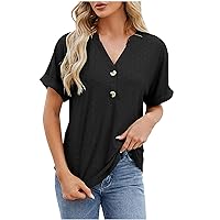 Big Deals Today Returned Items For Womens Summer Tops, Casual Eyelet Casual Shirts 2024 Trendy Hollow Blouses Dressy Work T Shirt Button Tee Tunic Top Yellow Tops For Women Dressy
