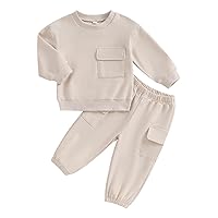 Toddler Baby Boy Fall Outfits Long Sleeve Crew Neck Pullover Sweatshirt + Jogger Pants Set Infant Winter Sweatsuits
