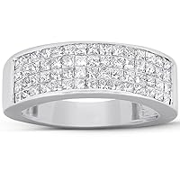 P3 POMPEII3 2 Ct Diamond Princess Cut Mens Bling Wedding Anniversary Ring 10k White Gold