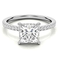 1.50 CT Princess Infinity Accent Engagement Ring Wedding Eternity Band Vintage Solitaire Silver Jewelry Halo-Setting Anniversary Praise Vintage Ring Gift