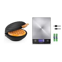 CROWNFUL 4 Inch Mini Waffle Maker Machine & Rechargeable Food Kitchen Scale