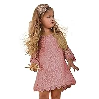 Flower Girl Dress, Lace Dress 3/4 Sleeve Dress