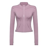 Gyabnw Long Sleeve Gym Tops Women Zip Up Sports Running T-Shirts Slim Fit with Full Zip Side Pocket and Thumb Hole