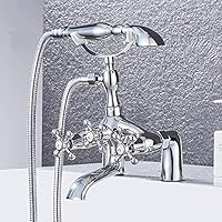 Faucet Bathtub and Shower Faucets Set Antique Telephbathtub Mixer Tapd Bath Shower Set Swivel Tub Spout Bath Shower/Clear