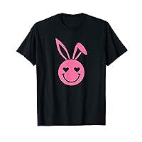 Cute Bunny Smile Face Heart Eyes Pink Rabbit Happy Bunny Tee T-Shirt