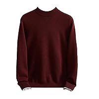 Winter Half Turtleneck Cashmere Sweater for Men Thickened Pullover Solid Color Knitted Sweater