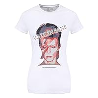 David Bowie 'Aladdin Sane (White)' Womens Fitted T-Shirt (small)