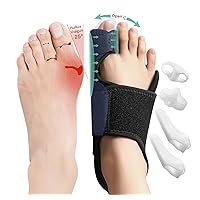 Bunion Corrector for Women and Men, Big Toe Separator Pain Relief, Toe Straightener with Splint, Bunion Corrector Pad with Adjustable Strap, Hallux Valgus Brace for Day/Night Support (2PCS)