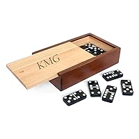 WE Games Custom Engraved Double 6 Black Dominoes Set in Wooden Case