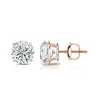 1/4 to 2 Carat Lab Grown Diamond Round Stud Earrings in 14k Gold (E-F, SI1-SI2, cttw), 4-Prong Basket Screw Back by Diamond Wish