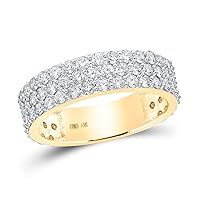 The Diamond Deal 14kt Yellow Gold Mens Round Diamond Pave Band Ring 2-7/8 Cttw