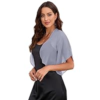 Women 2024 Fashion Shrug Elegant Short Sleeve Chiffon Cardigan for Dress Formal Beach Office Grey