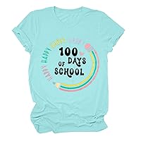 Thanksgiving Shirts for Girls 100 Days of School Shirt Women Teacher Shirts 100th Day of School T Shirt Causal