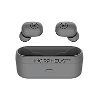 Morpheus 360 Spire True Wireless Earbuds, Wireless Microphone, Bluetooth 5.2 Wireless Ear Buds, One Touch Media Control, Waterproof Earbuds, with Recharging Earbud Case - Slate Gray