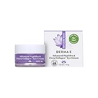 DERMA-E Advanced Peptides and Vegan Flora-Collagen Eye Cream – Anti-Aging Moisturizer Smooths Appearance of Crow’s Feet, Lines and Wrinkles, 1/2 Oz