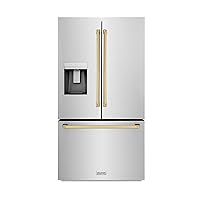 28.9 cu. ft. Standard-Depth French Door External Water Dispenser Refrigerator with Dual Ice Maker in Fingerprint Resistant Stainless Steel and Polished Gold Handles (RSMZ-W-36-G)