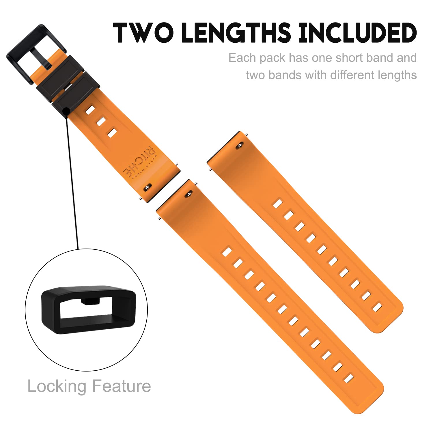 Ritche Silicone Watch Band 18mm 20mm 22mm Quick Release Rubber Watch Bands for Men Women